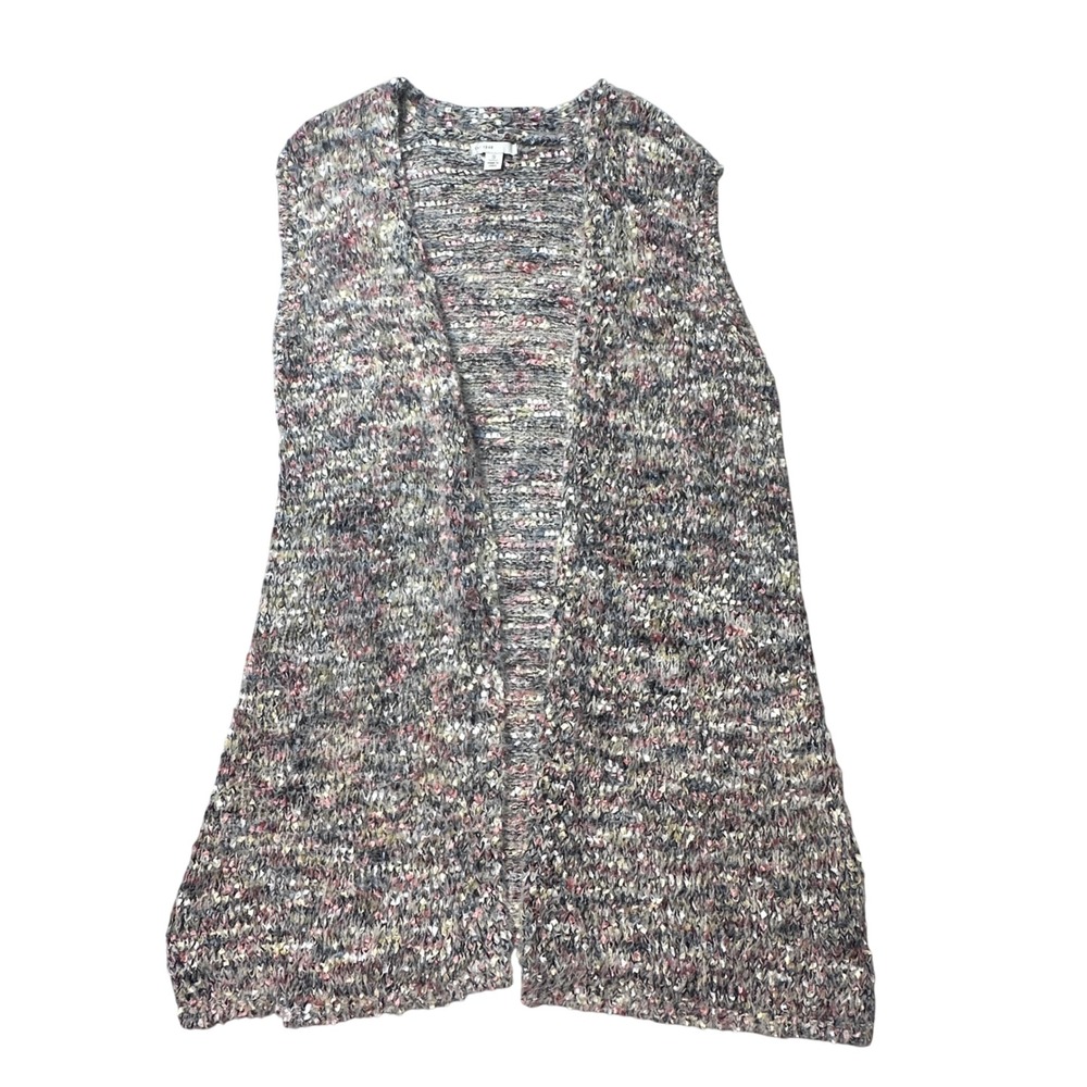 EST 1946 Knit Sweater Vest Women Small Multi Space Dye Open Front Longline